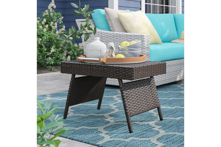 Rebello folding wicker on sale side table